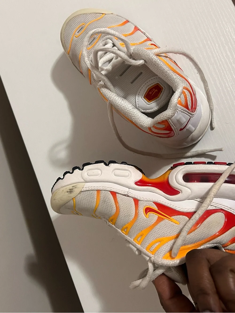 Nike Kids White Sneakers with Orange Trim